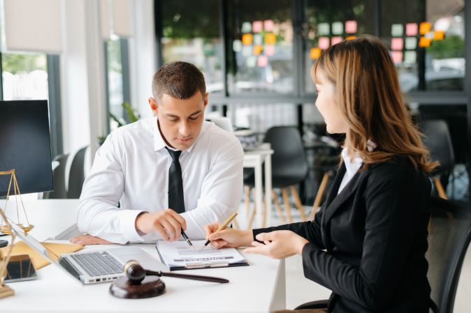 lawyer consulting their client