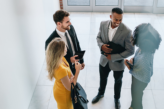 young professionals talking to each other