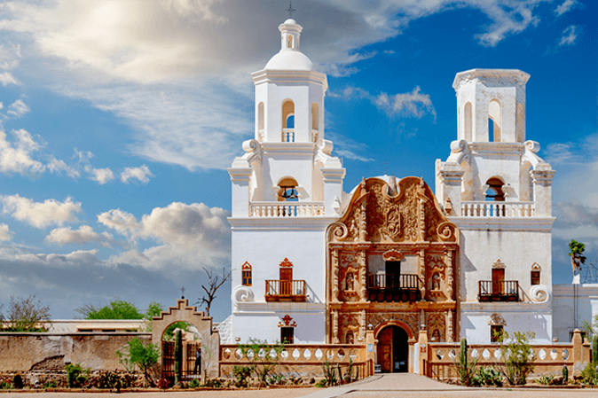 San Xavier Mission building in Arizona