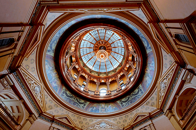 Inside view of the dome at the state capitol building of Kansas