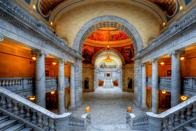 Inside the lobby of the state capitol building in Utah