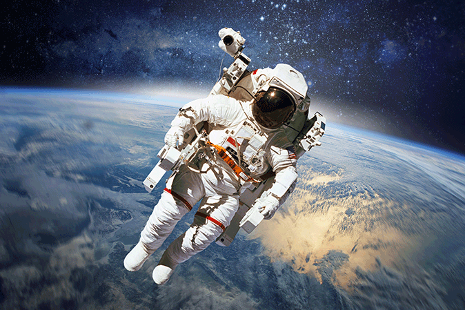 Astronaut floating in space with Earth in the background