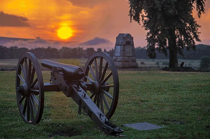 Cannon at Gettysburg during sunset