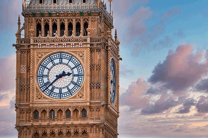Close up of the clock on Big Ben in London
