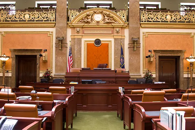 Inside a courtroom at the Supreme Courthouse