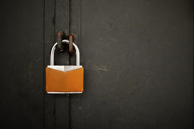 Padlock on a door