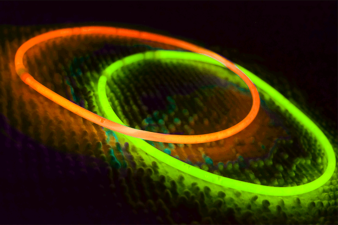 Two glow rings overlapping one another