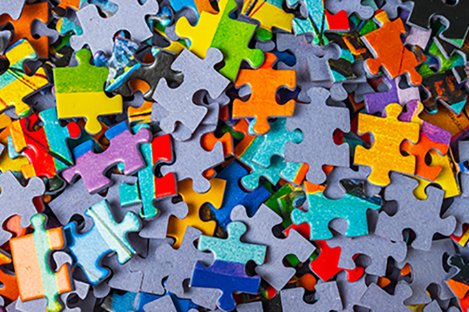 Puzzle pieces on table