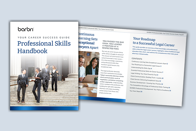 Cover of the Professional Skills Handbook and a look at the table of contents