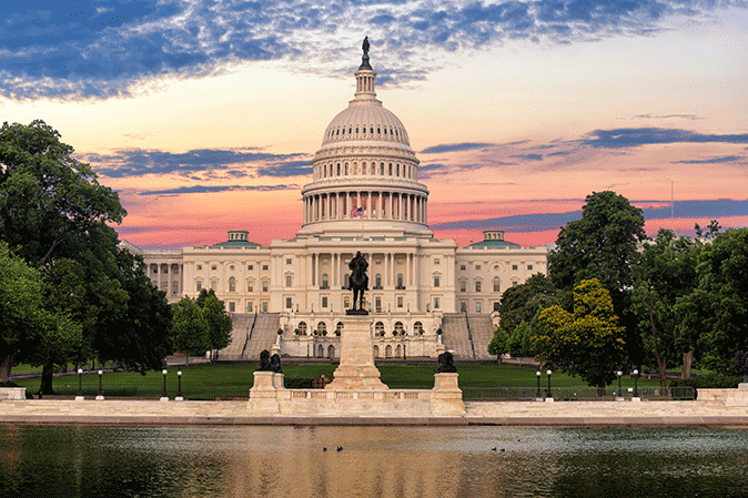 US Capitol building in Washington DC at sunrise