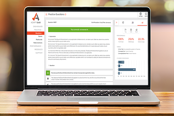 Laptop sitting on a table showing an example of a question from the simulator