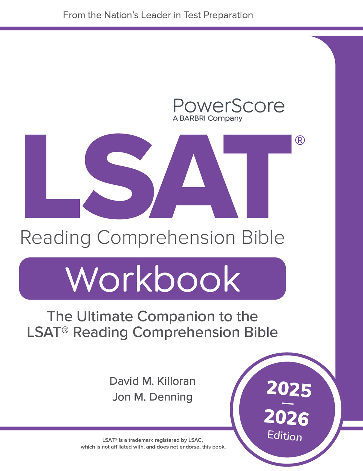 The PowerScore 2025-2026 LSAT Reading Comprehension Bible Workbook