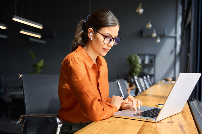 Young professional working on laptop